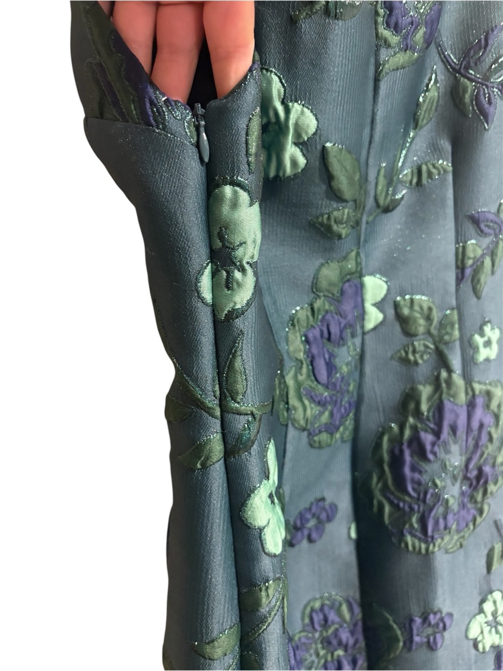 Arianne Elmy Easy Dress Monochrome Dark Green Floral Jacquard Midi Maxi NWT Sz 2 - Picture 12 of 14
